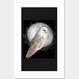 Barn Owl by the moon Posters and Art